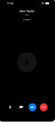 UnderRose call with Alex Taylor showing the green Direct connection indicator